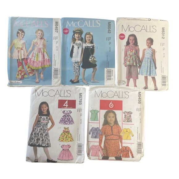 Childrens Sewing Pattern Lot CUT M5456 M6312 M6542 M4107 M5793 By McCalls - Picture 1 of 6